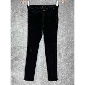 7 For All Mankind The Skinny Pants Girls Size 10 Black Velvet Pockets‎